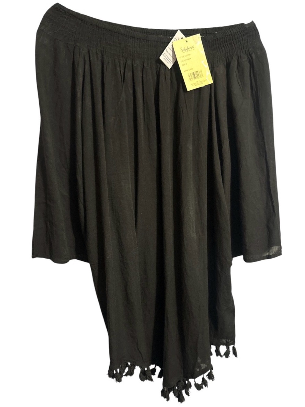 Salty Lemon  Black Tassel Hem Women's Swim Cover-Up NEW!
